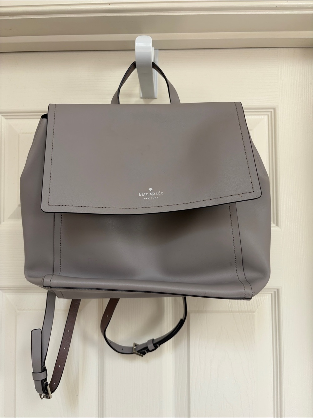 kate spade Gray Leather Flap Backpack